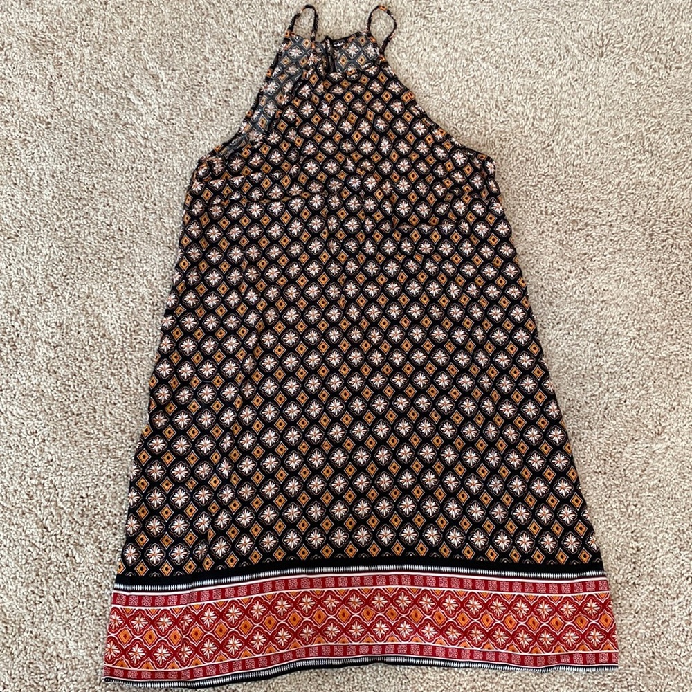 Black Orange Red White Shift Dress